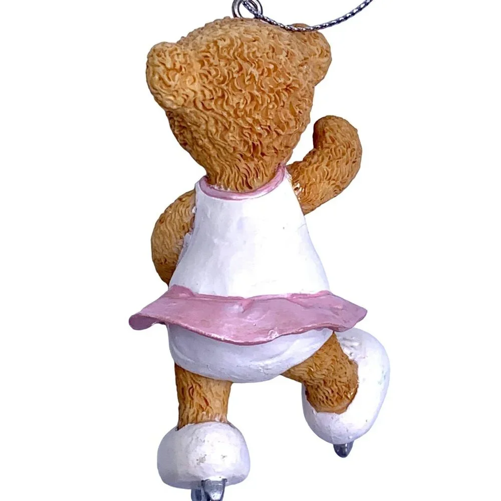 Russ Berrie Teddy Bear Skating Handpainted Skates Christmas Ornament #94285